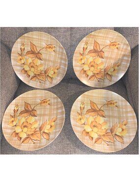 VTG Beverly Prolon Melmac Melamine 10" Floral Plates (Model: 7500) [Set of 4]